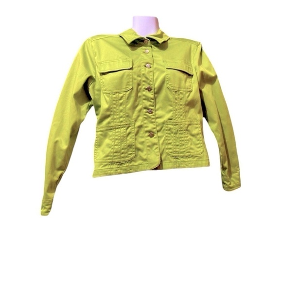 ๐
Liv a Little * ๐ Green Sz Small Denim-like Button jacket technical 98% Cotton - Picture 1 of 12